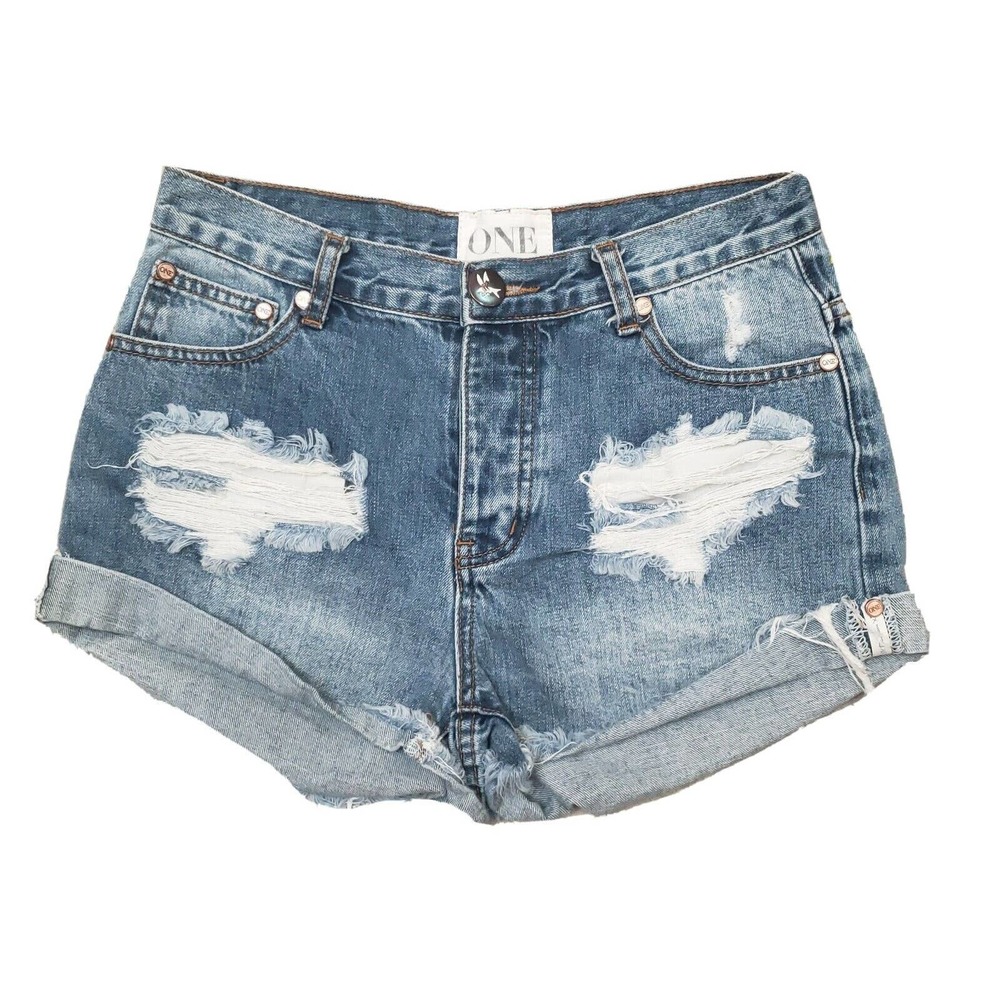 One By one Teaspoon X Hawks High-rise Relaxed Twisted Cuff Hem Destroyed 27 W 28 - Picture 2 of 7